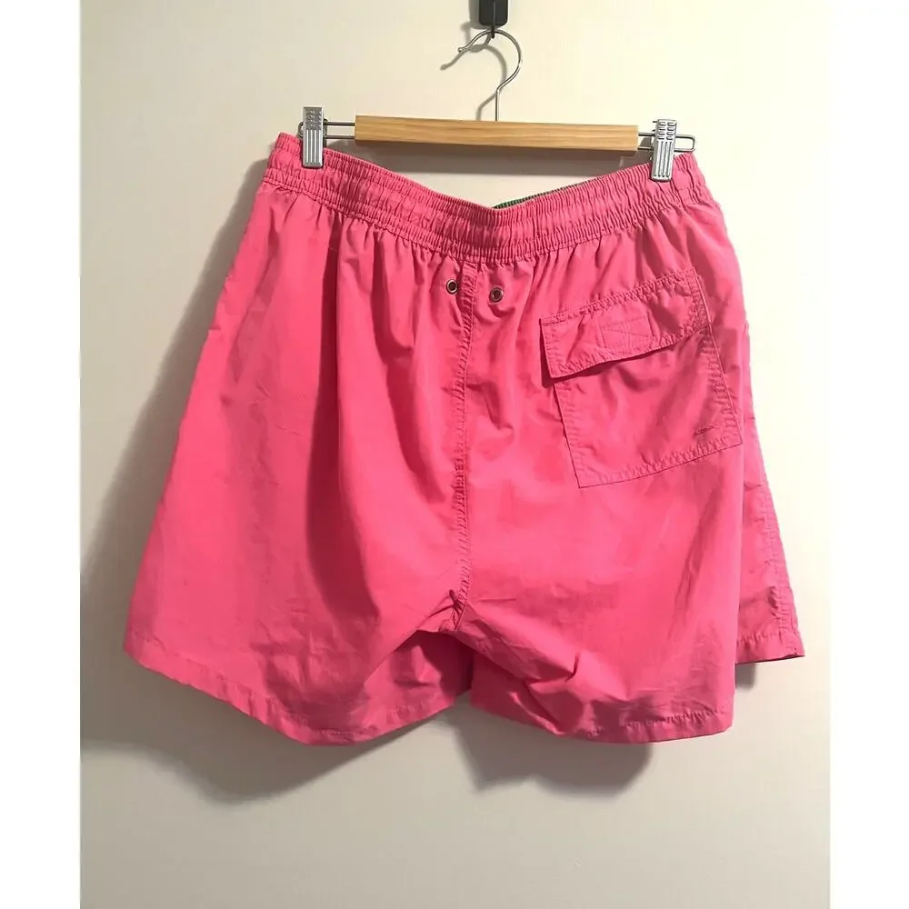 Polo by Ralph Lauren 90's Vintage Classic Nylon Relaxed Swim Trunks Hot Pink XL